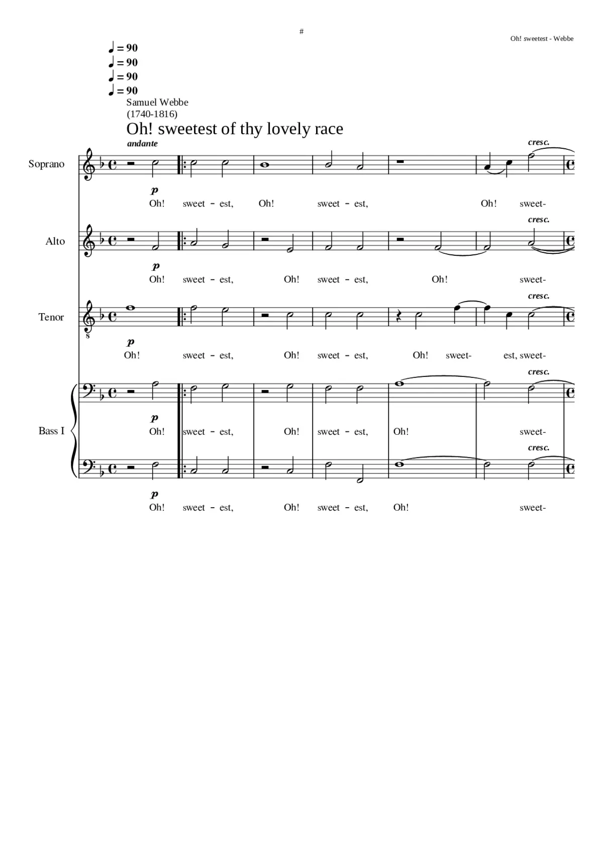 Oh! Sweetest of thy lovely race - Page 1