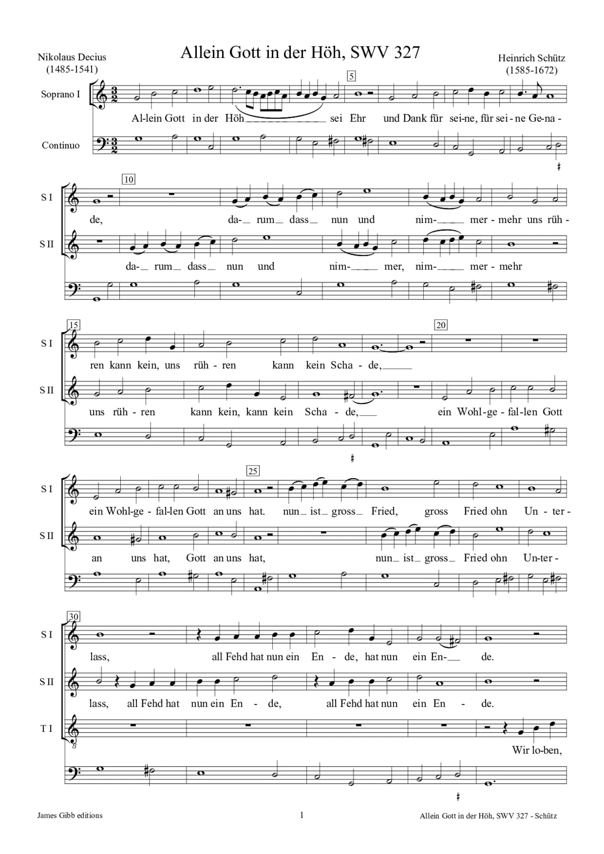Allein Gott in der Höh, SWV 327 - Page 1