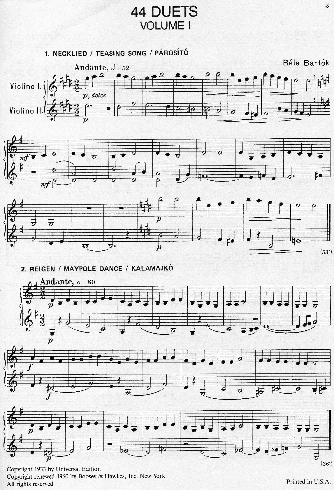 44 Duos for 2 Violins - Page 1