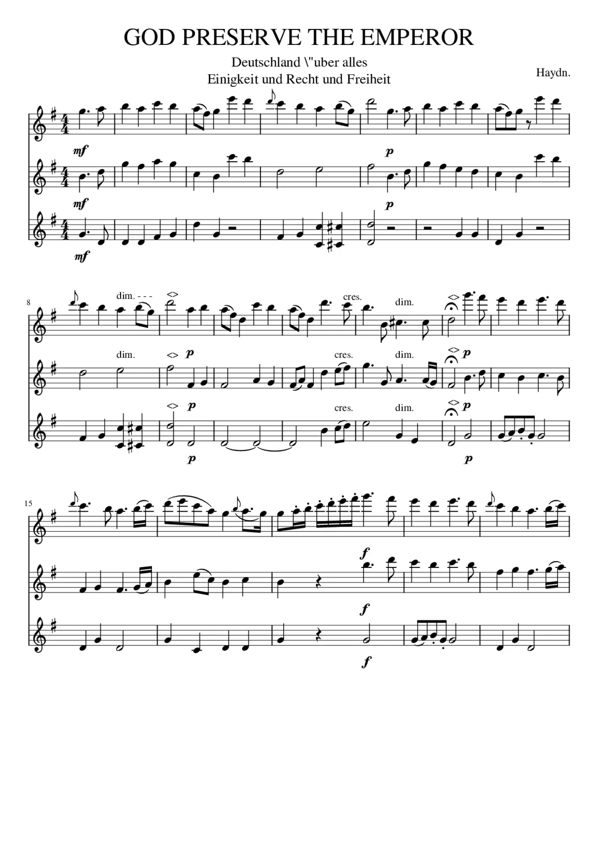 Streichquartett Op. 76 No. 3 in C Major (Emperor/Kaiserquartett) - Page 1