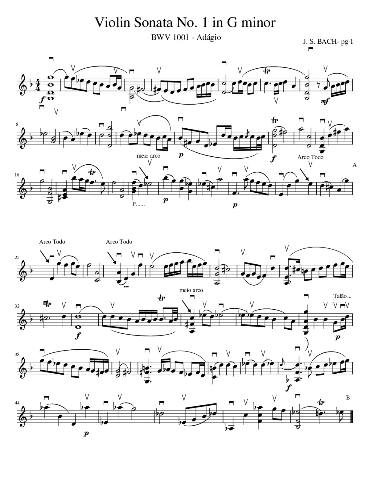 Violin Sonata No.1 in G minor BWV 1001 - Page 1