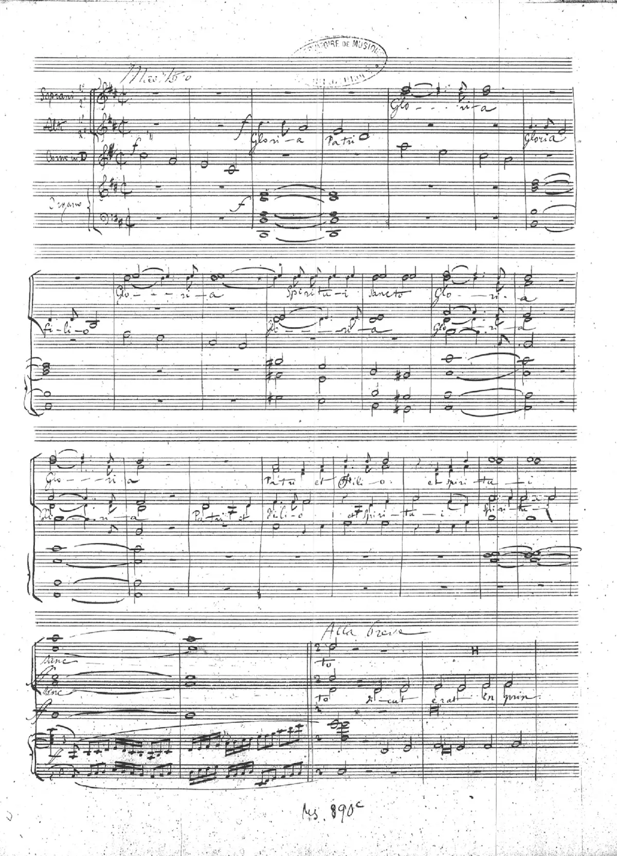 Gloria Patri pour 2 sopranos et 2 contraltos, orgue avec cor obligé - Page 1