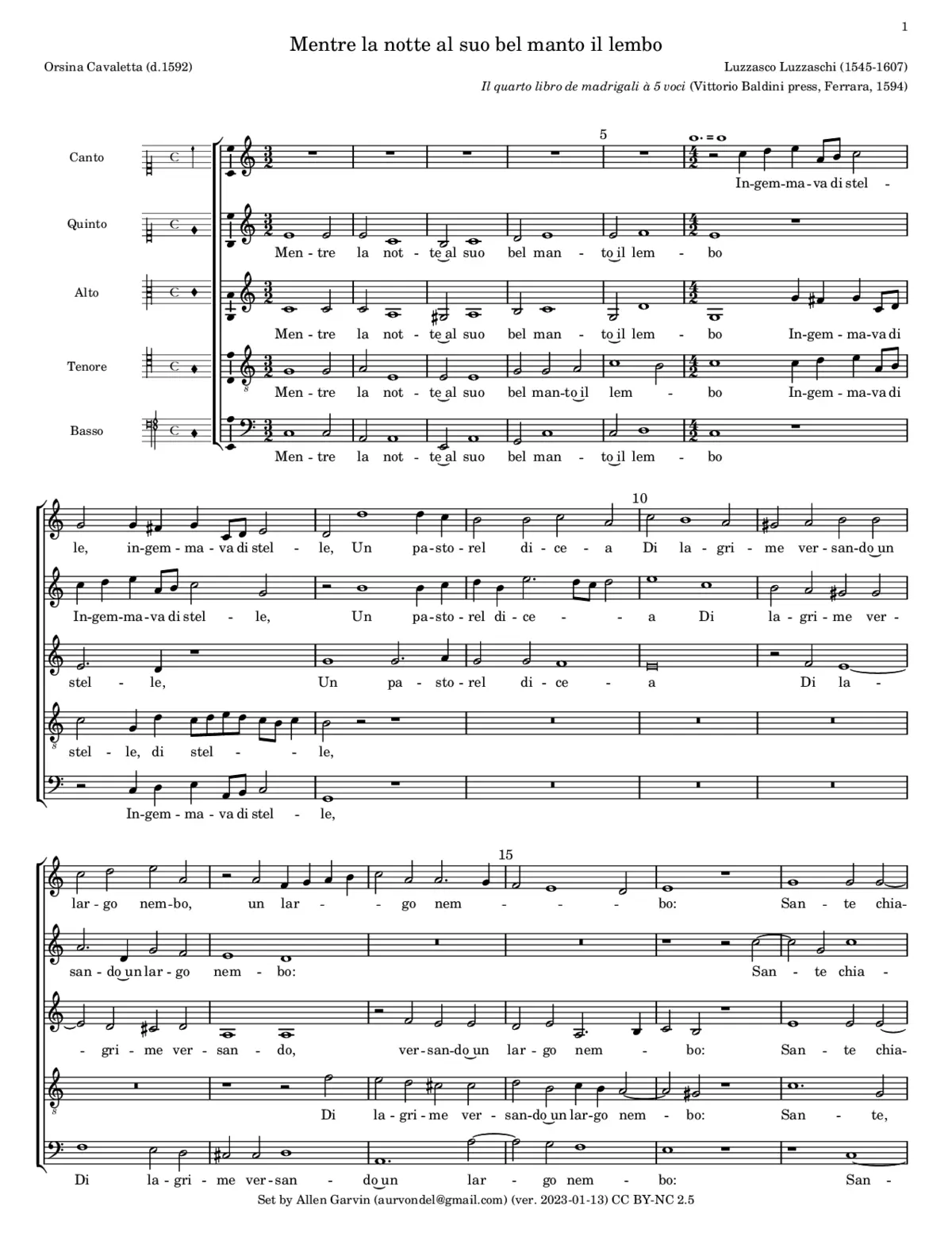 Mentre la notte al suo bel manto il lembo - Page 1