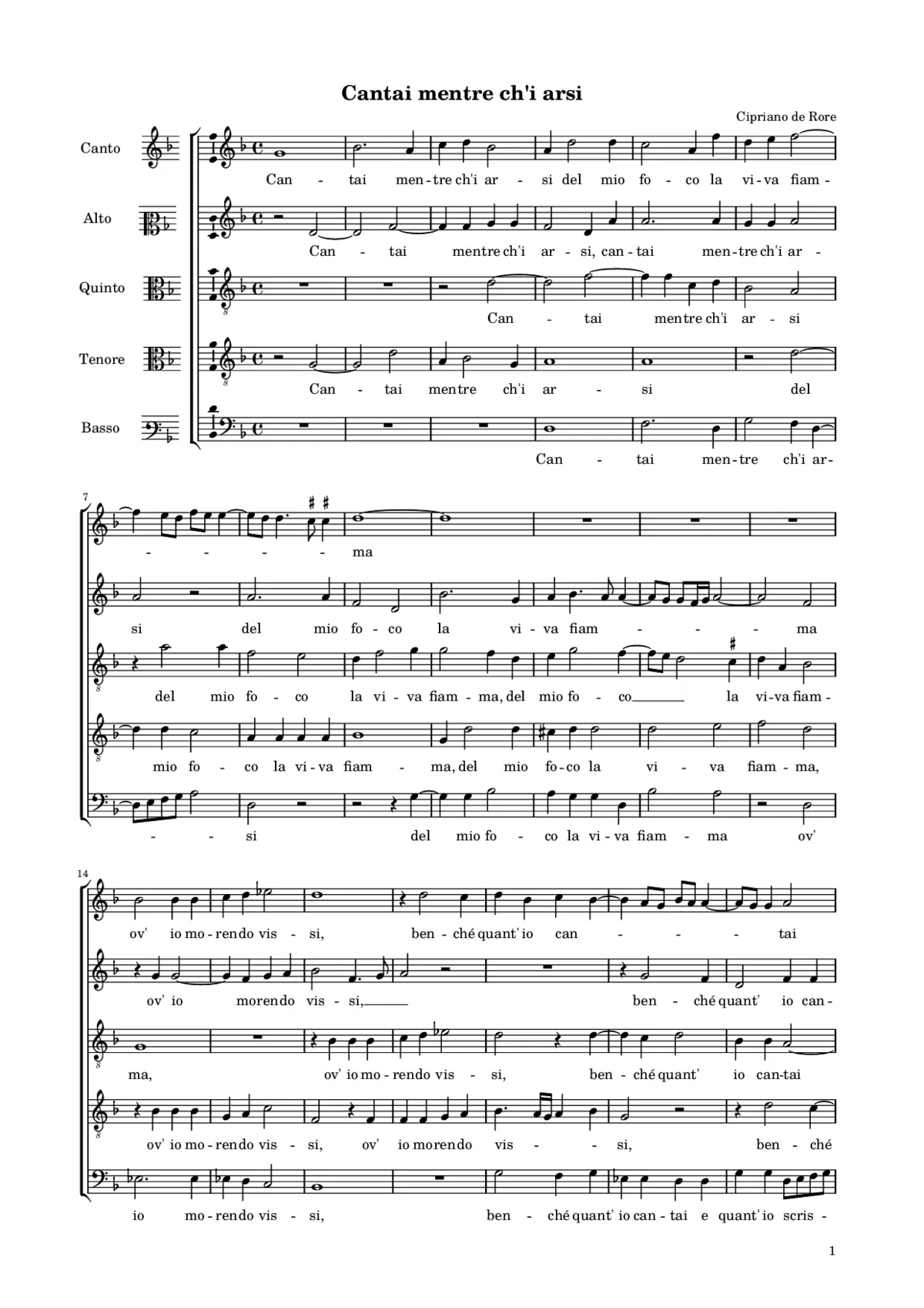 Cantai mentre ch'i arsi - Page 1