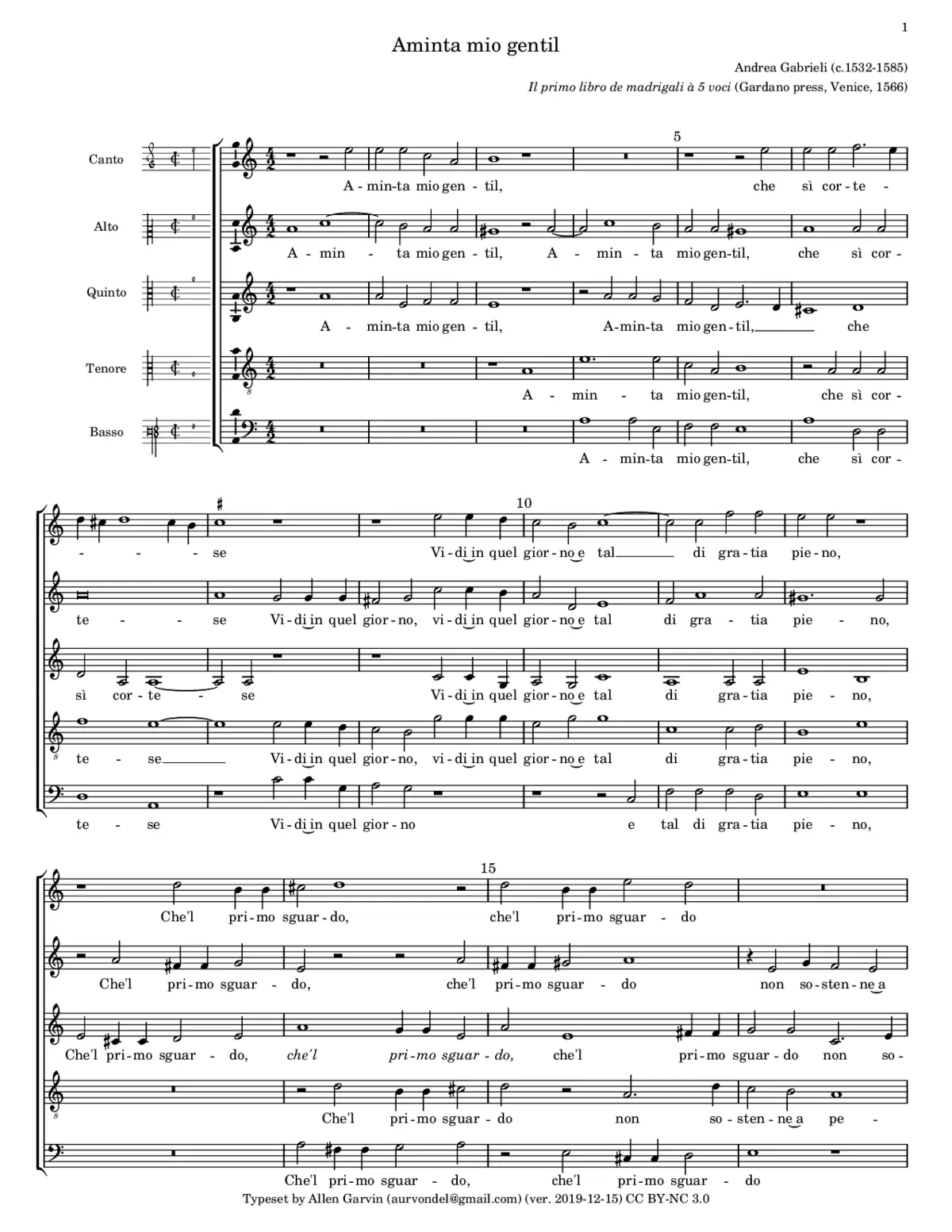 Aminta mio gentil - Page 1