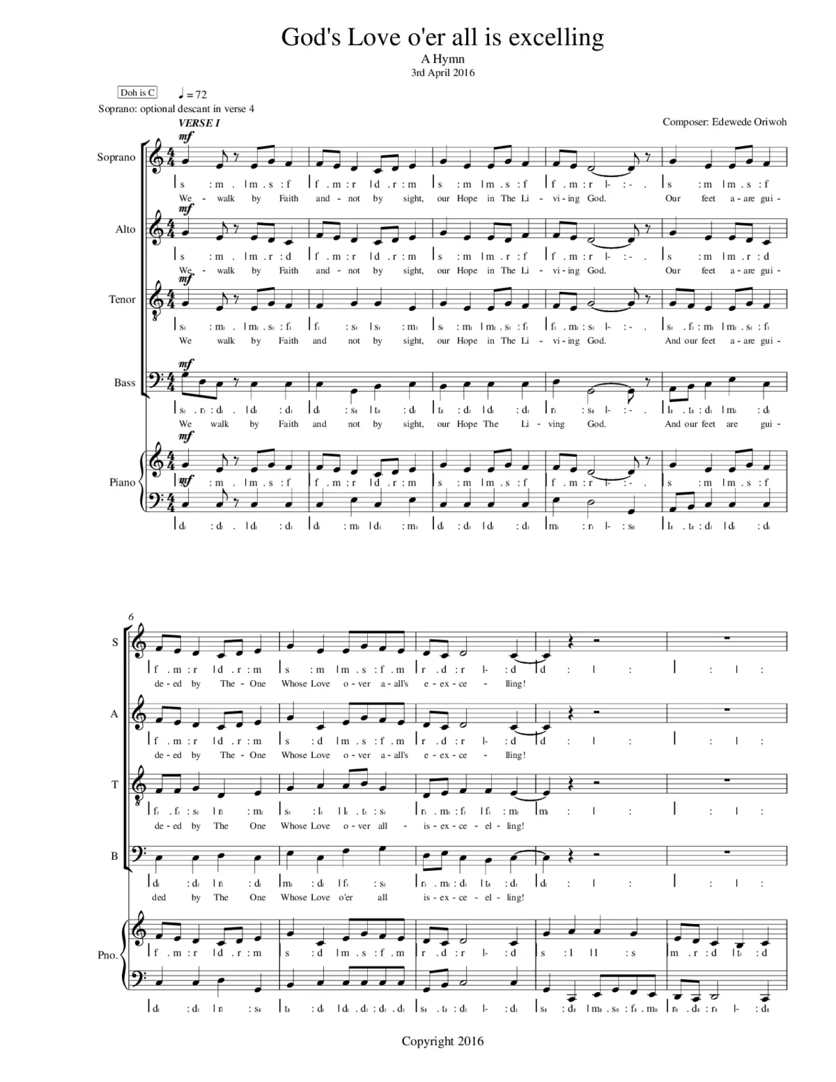 God's Love o'er all is excelling - Page 1
