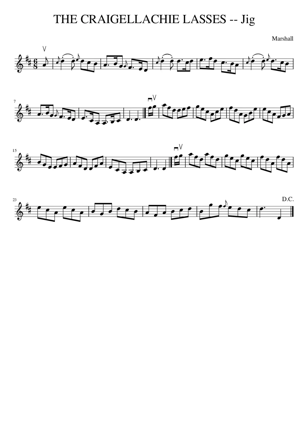 THE CRAIGELLACHIE LASSES -- Jig - Page 1