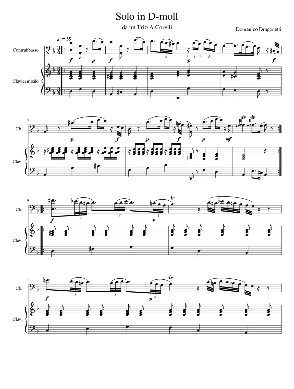Solo in D moll - D Dragonetti - Page 1