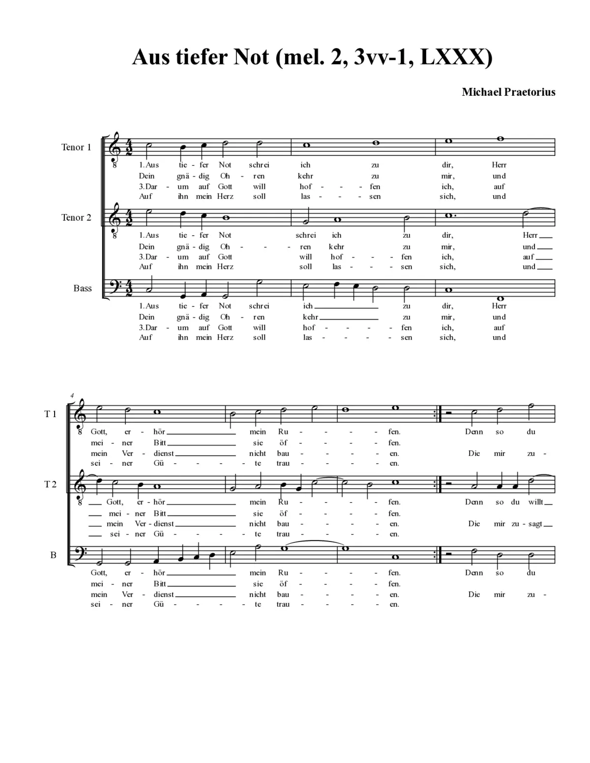 Aus tiefer Not schrei ich zu dir(2) 3vv-1 - Page 1