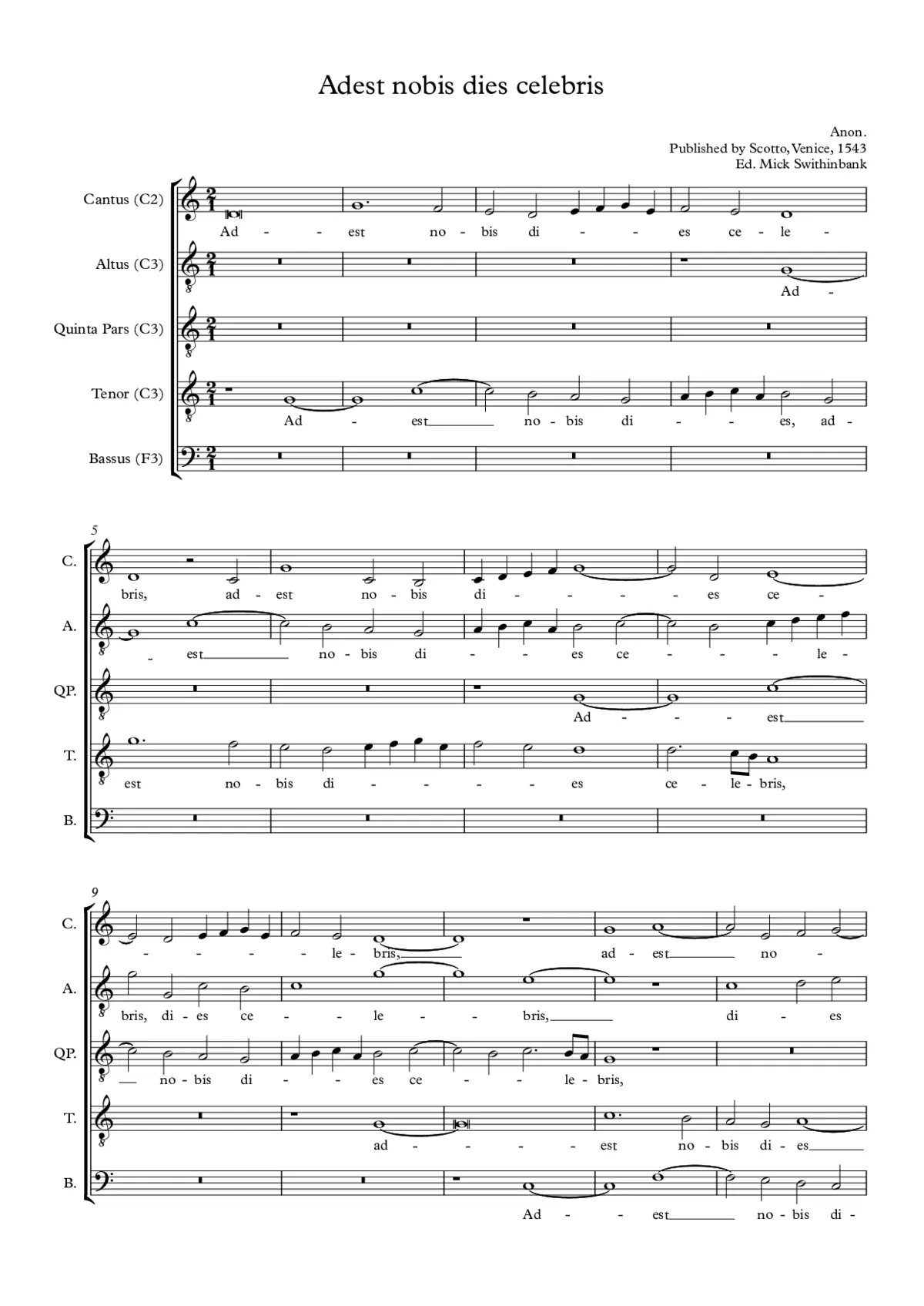 Adest nobis dies celebris - Page 1