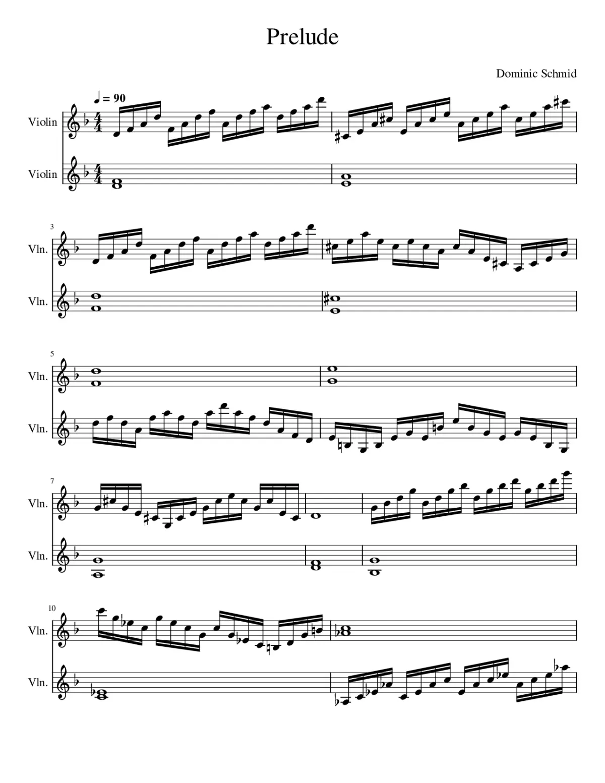 Prelude For 2 Violins - Page 1