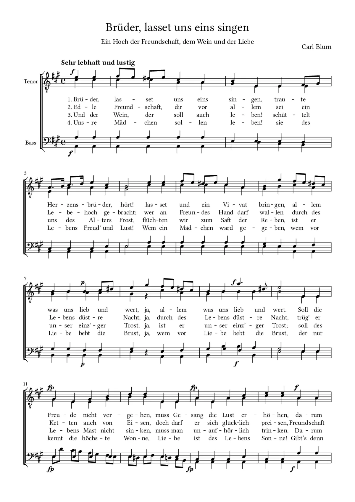 Brüder, lasset uns eins singen - Page 1