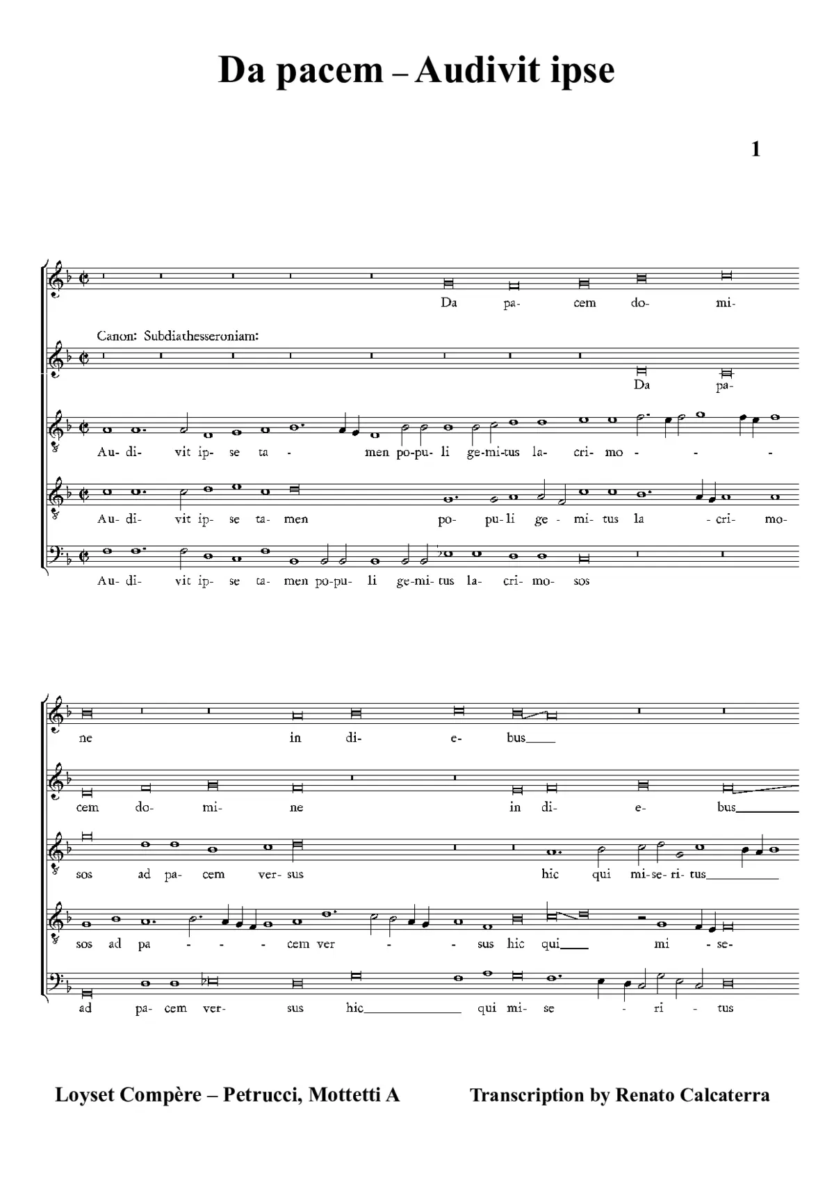 Da pacem Domine / Audivit ipse - Page 1