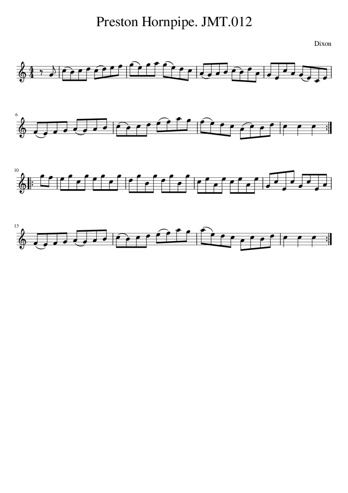 Preston Hornpipe. JMT.012 - Page 1