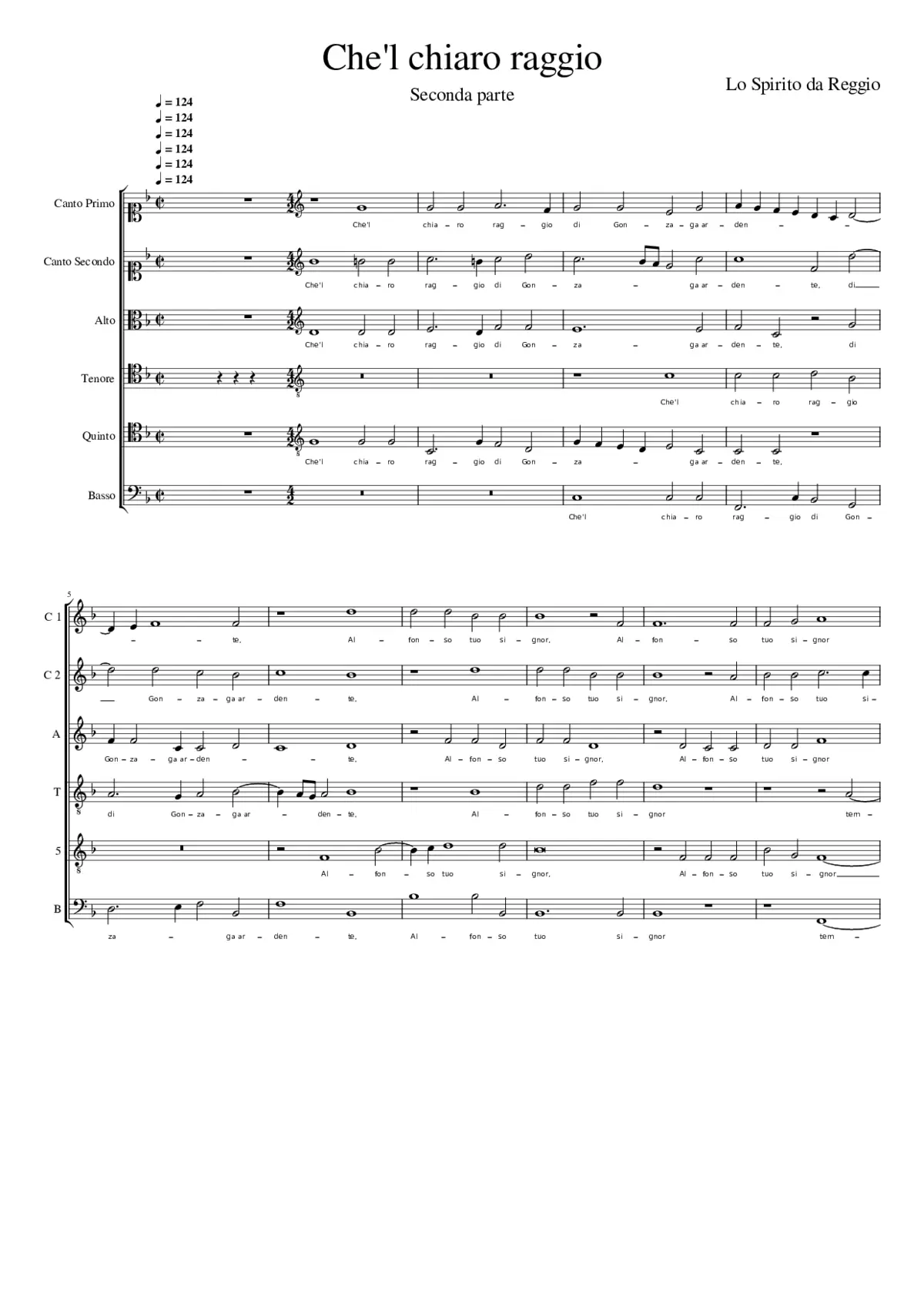 Che'l chiaro raggio - Page 1