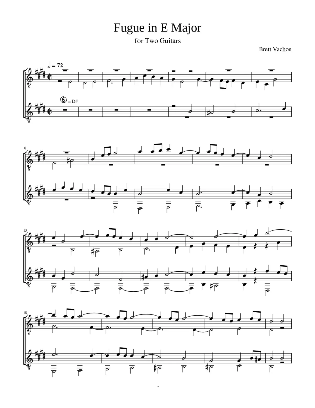 Fugue for 2 Guitars in E Major - Page 1