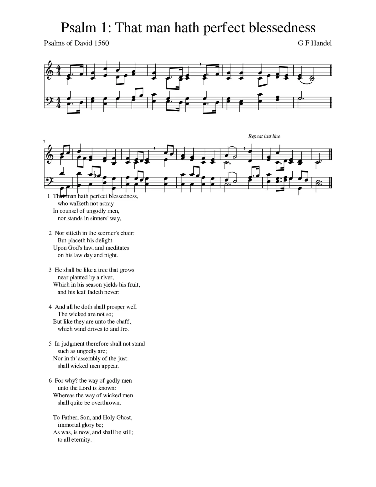 Psalm 1: That man hath perfect blessedness : Handel - Page 1