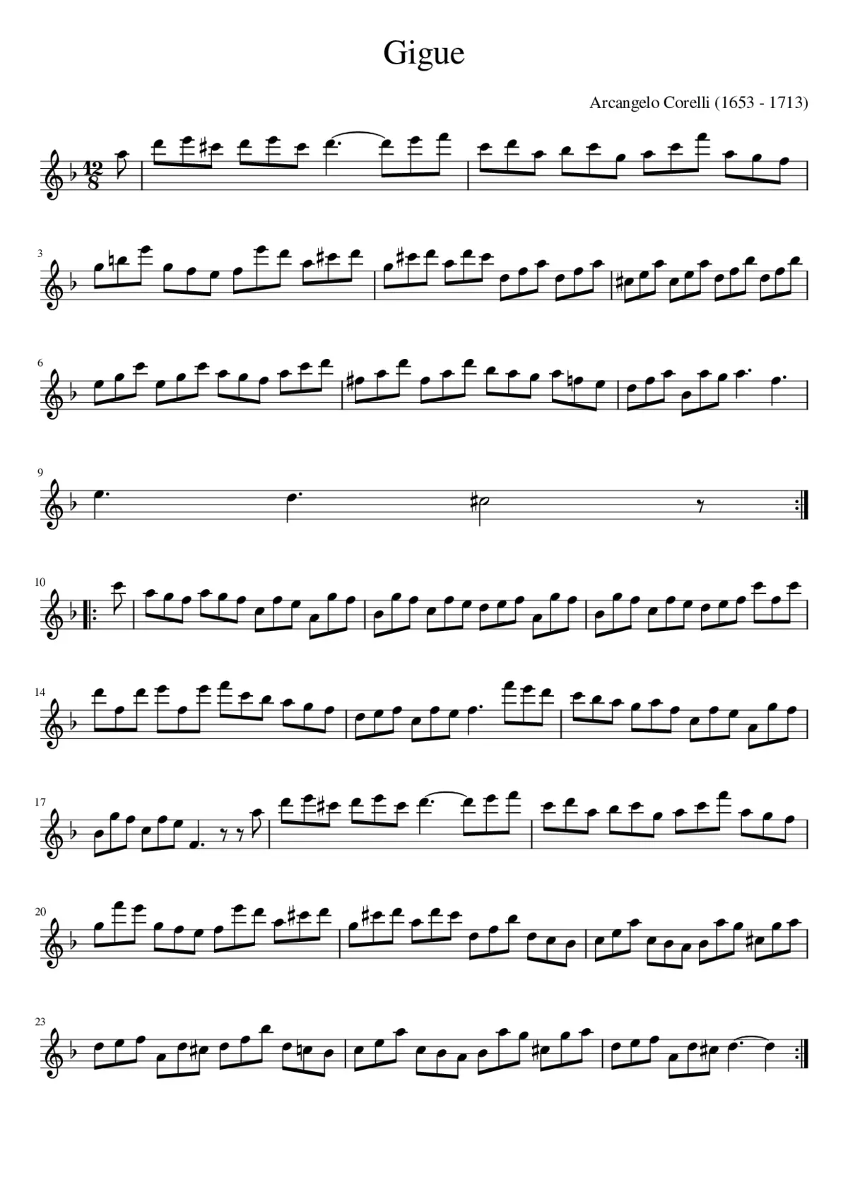 Corelli - Gigue in d-moll - Page 1