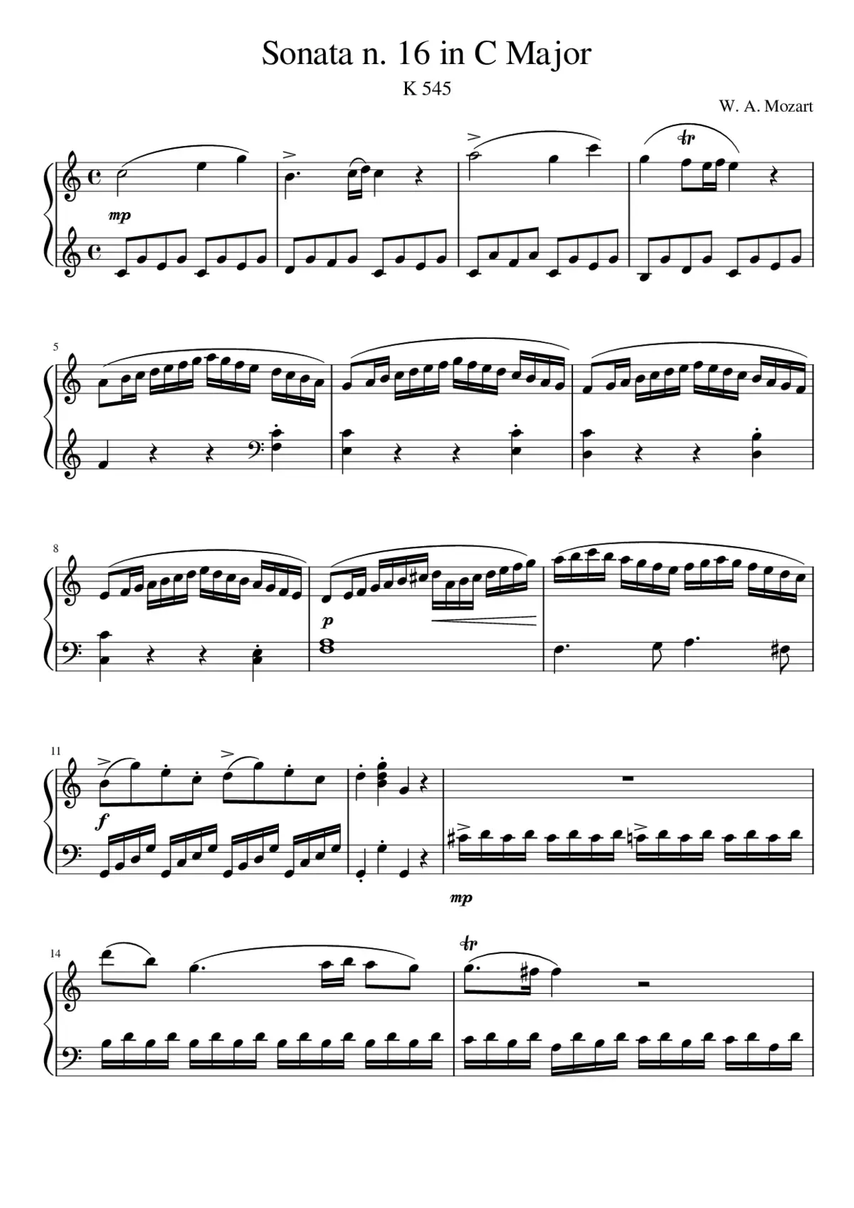 Piano Sonata No.16 in C major K.545 - Page 1