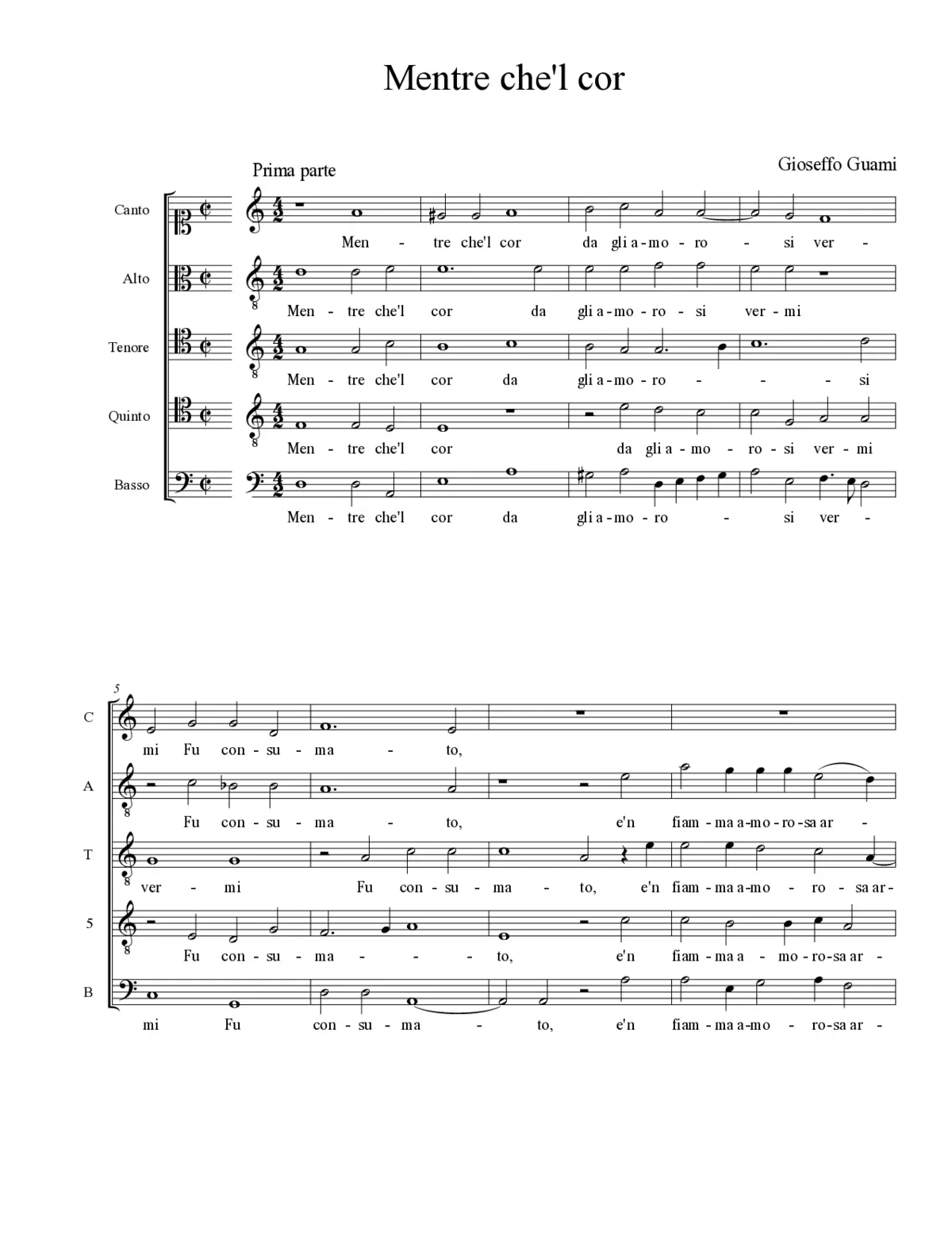 Mentre che'l cor - Page 1