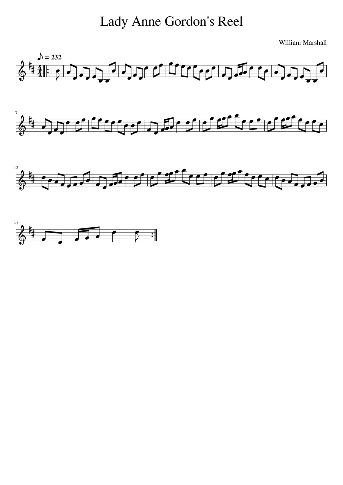 Lady Anne Gordon's Reel - Page 1