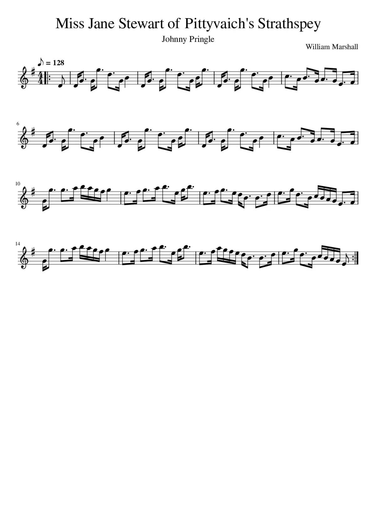 Miss Jane Stewart of Pittyvaich's Strathspey - Page 1