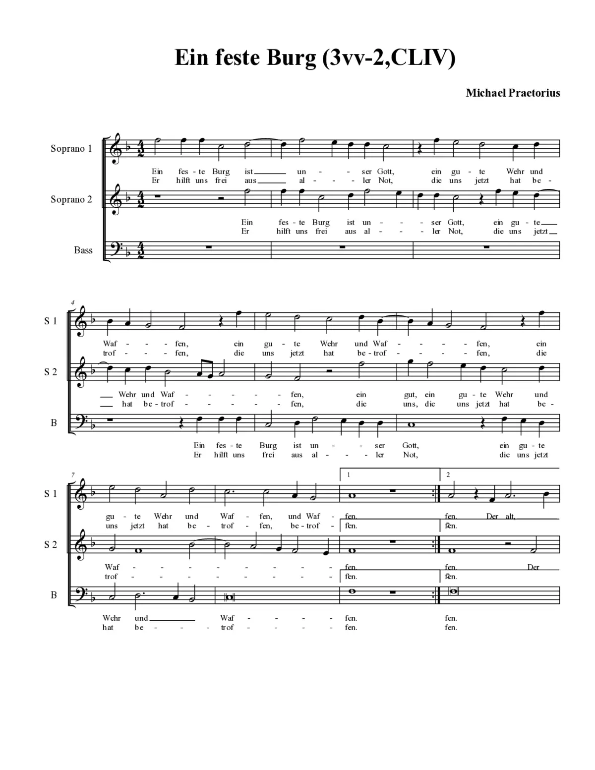 Ein feste Burg (3vv-2,CLIV) - Page 1