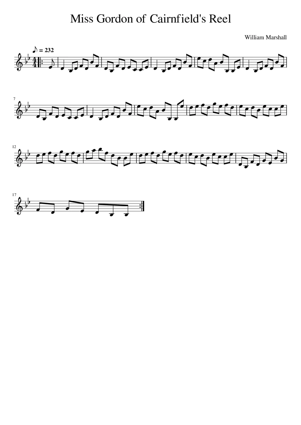 Miss Gordon of Cairnfield's Reel - Page 1