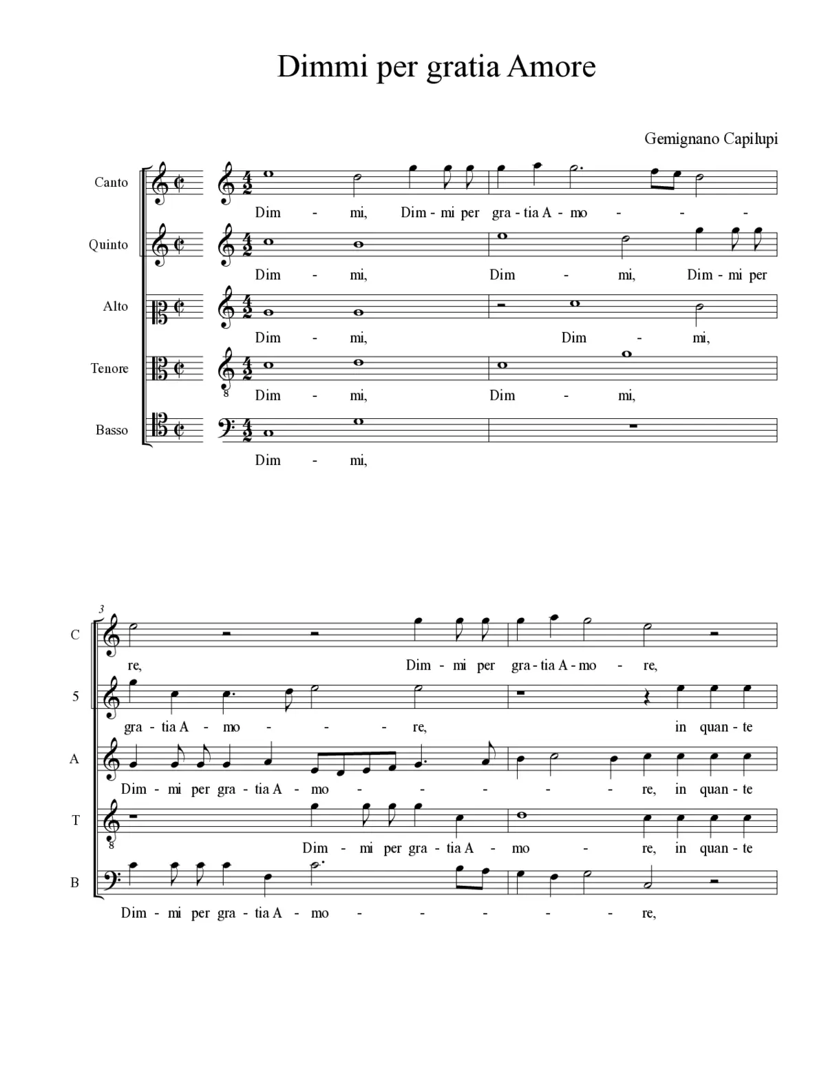 Dimmi per gratia Amore - Page 1
