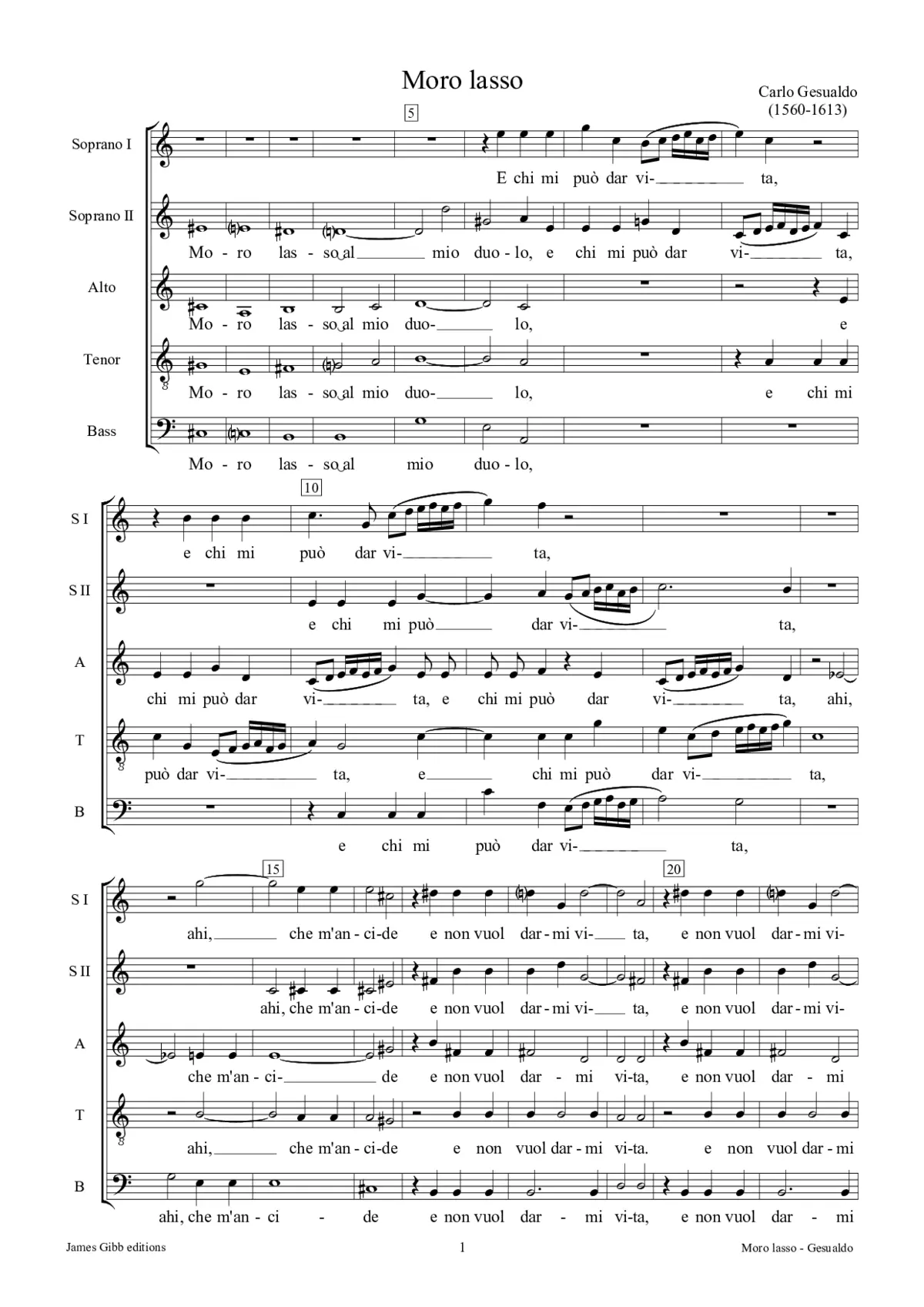 Moro, lasso, al mio duolo - Page 1