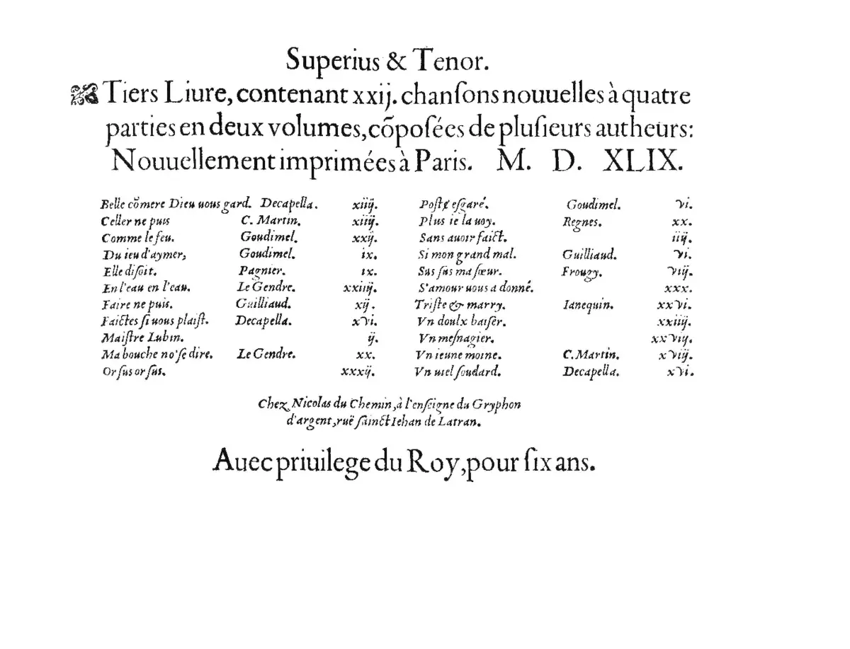 22 Chansons nouvelles, Livre 3 - Page 1