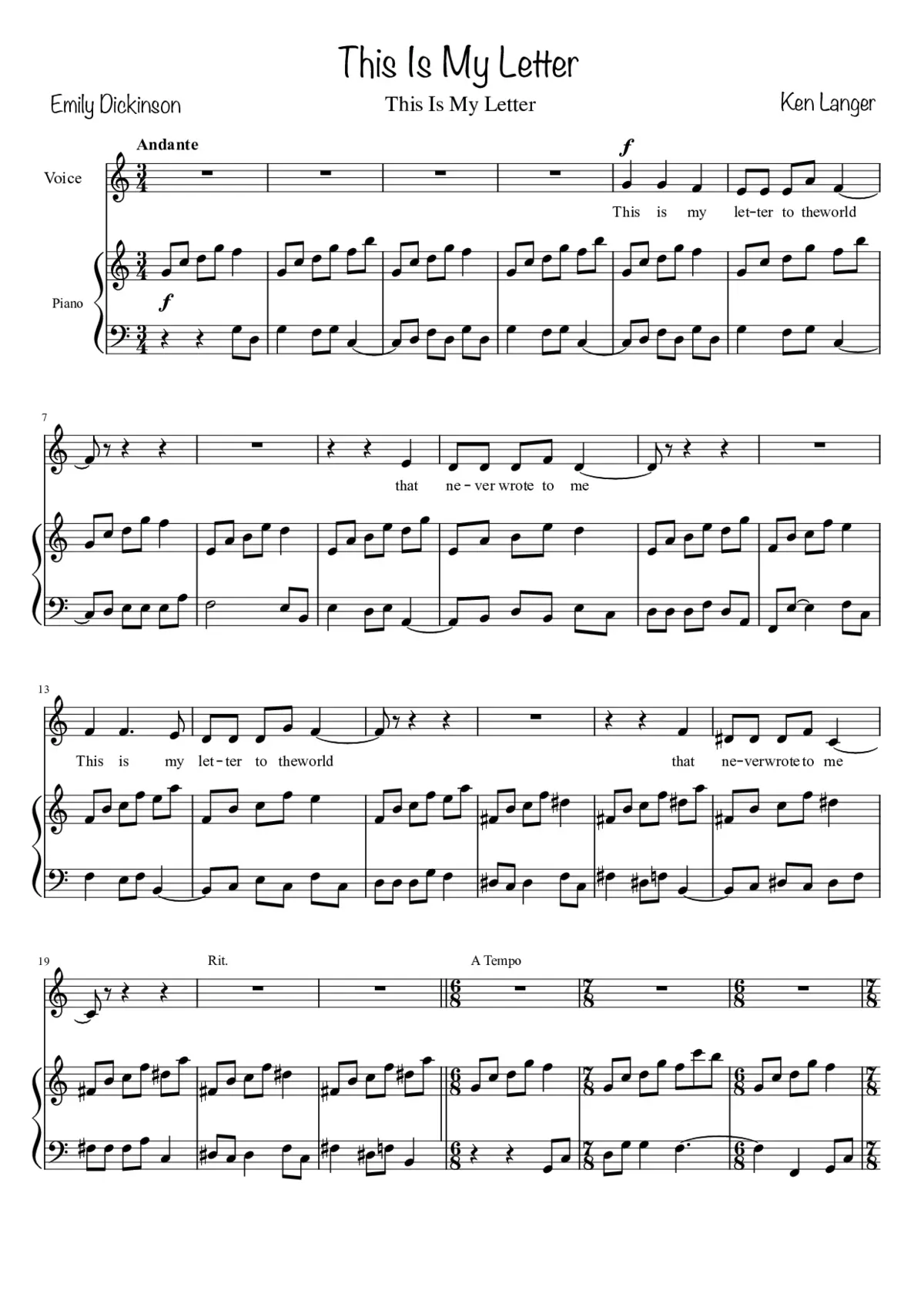Dickinson Songs: This is my letter - Page 1