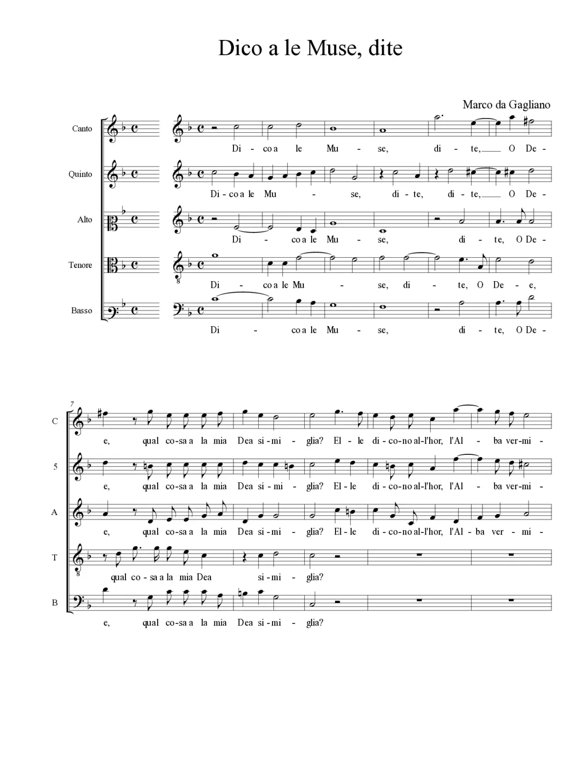 Dico a le Muse, dite - Page 1