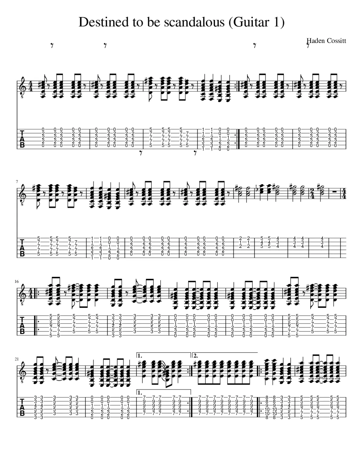 Destined to be scandalous Guitar 1 - Page 1