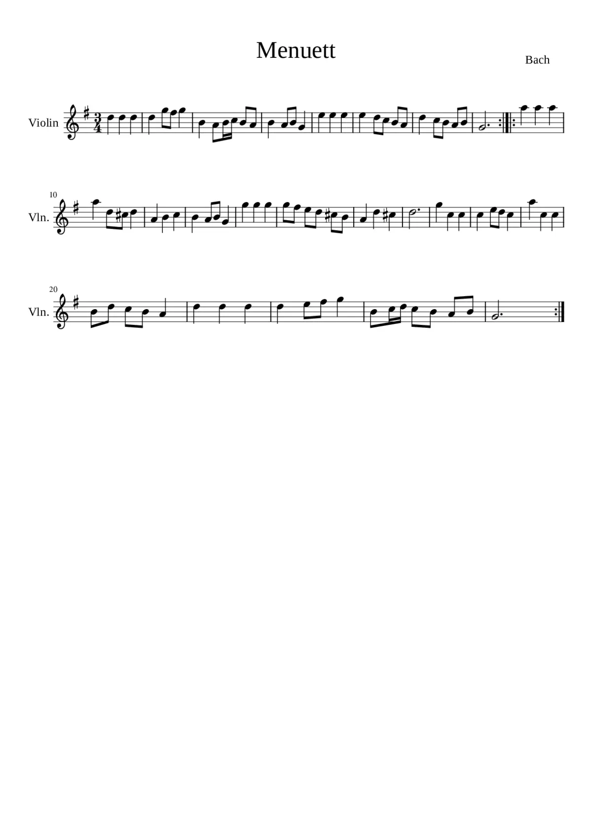 3 Minuets BWV 841-843 - Page 1