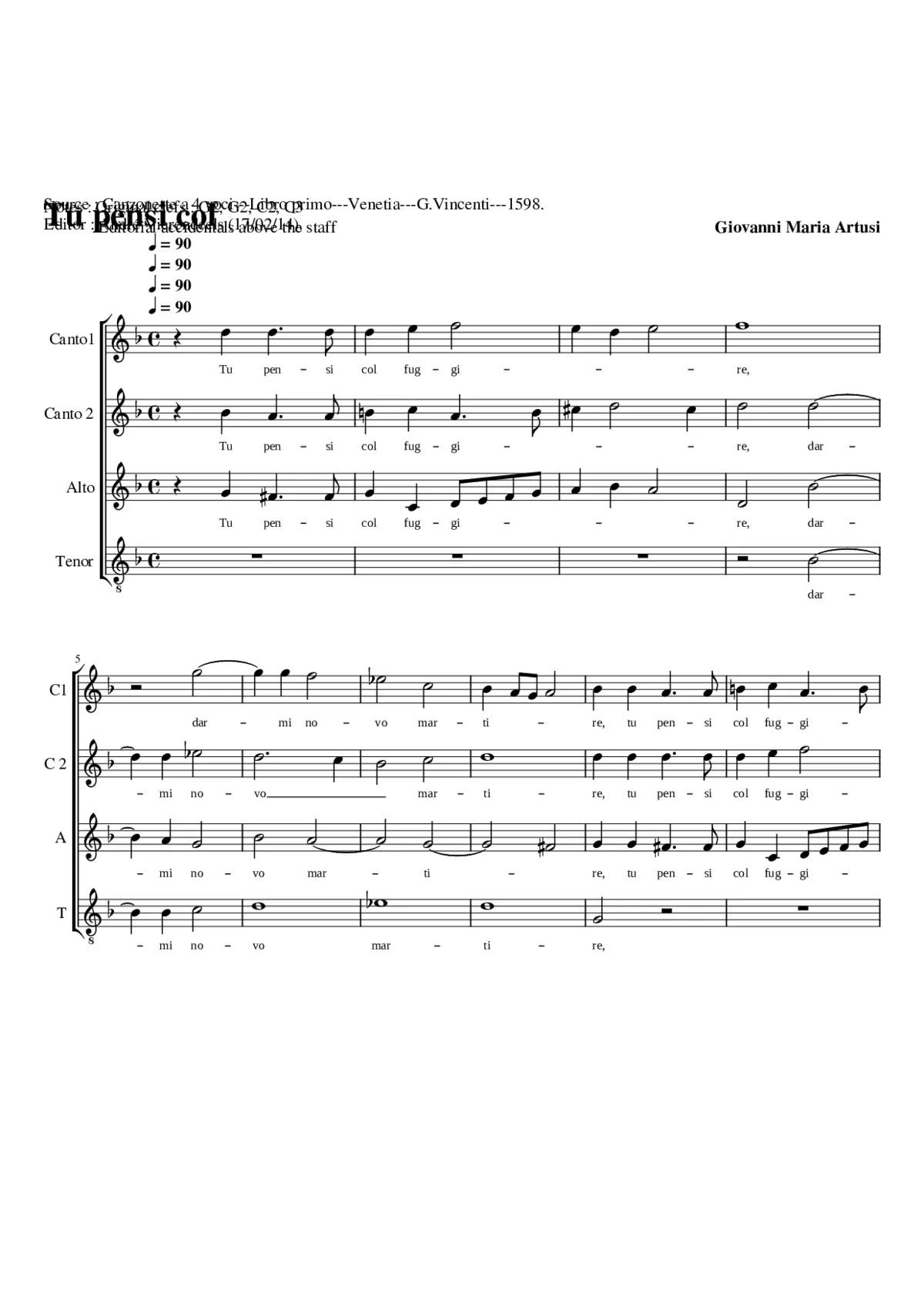 Tu pensi col fuggire - Page 1