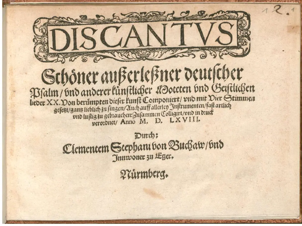 20 Schöner außerleßner deutscher Psalm, Moteten und geistlichen Lieder - Page 1