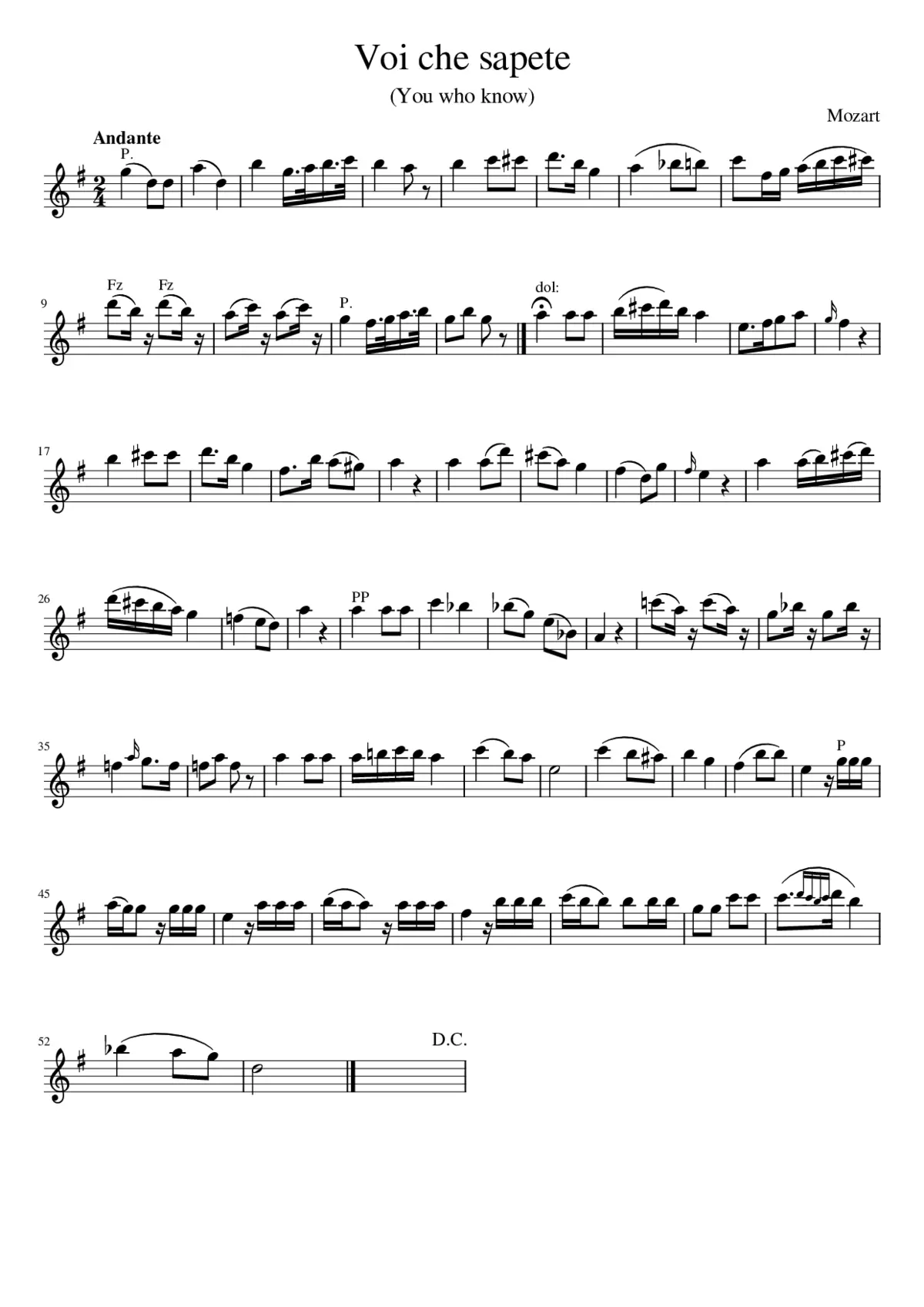 Voi che sapete - Page 1