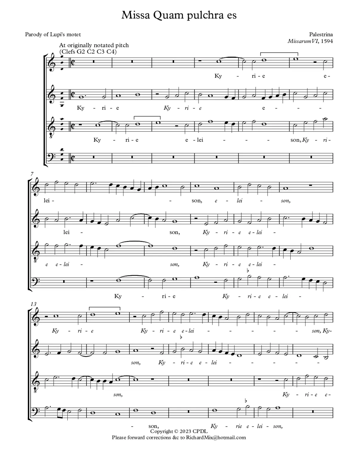 Missa Quam pulchra es - Page 1