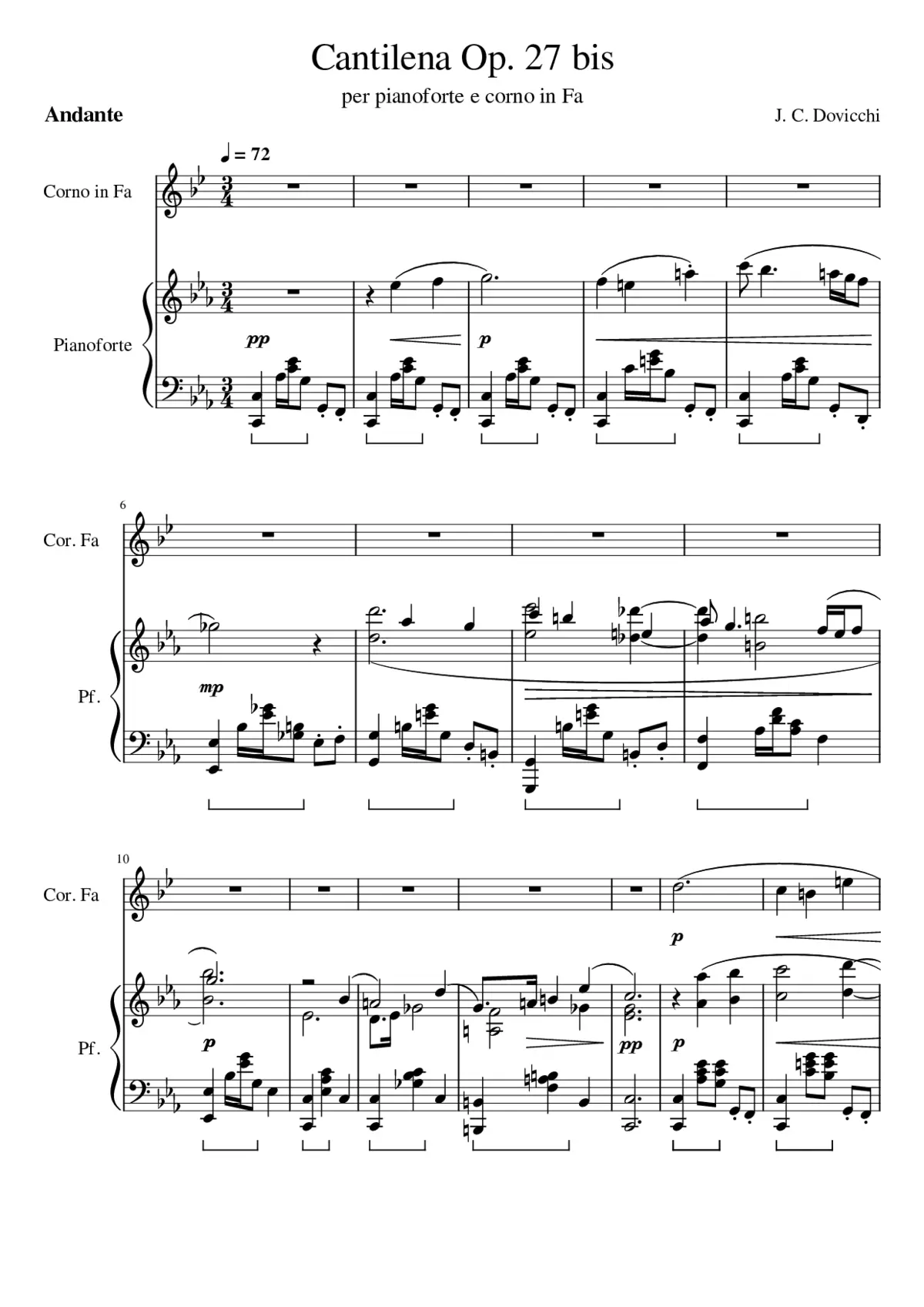 Cantilena per pianoforte e Corno in Fa Opus 27 bis - Page 1