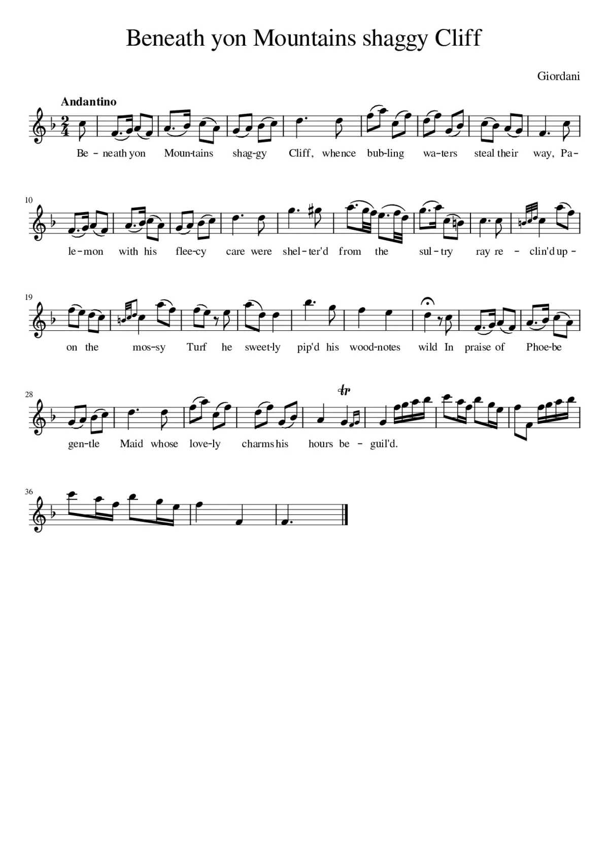 Beneath yon Mountains shaggy Cliff - Page 1