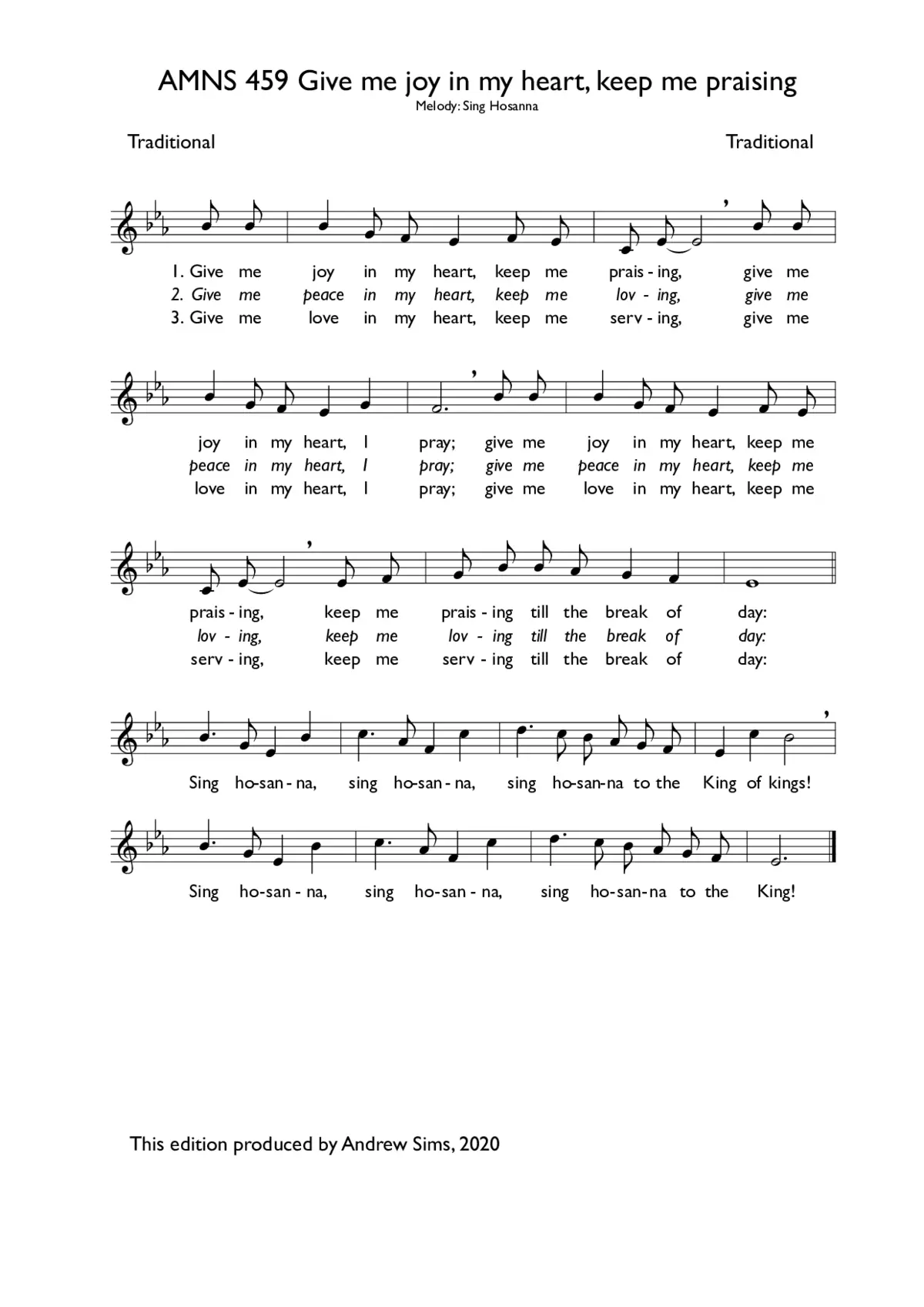 Give me joy in my heart, keep me praising - Page 1