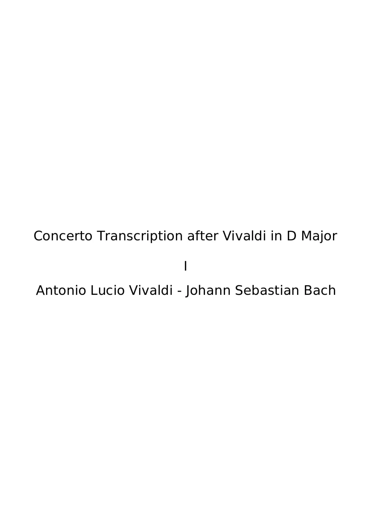 Concerto Transcription After Vivaldi In D Major - Page 1