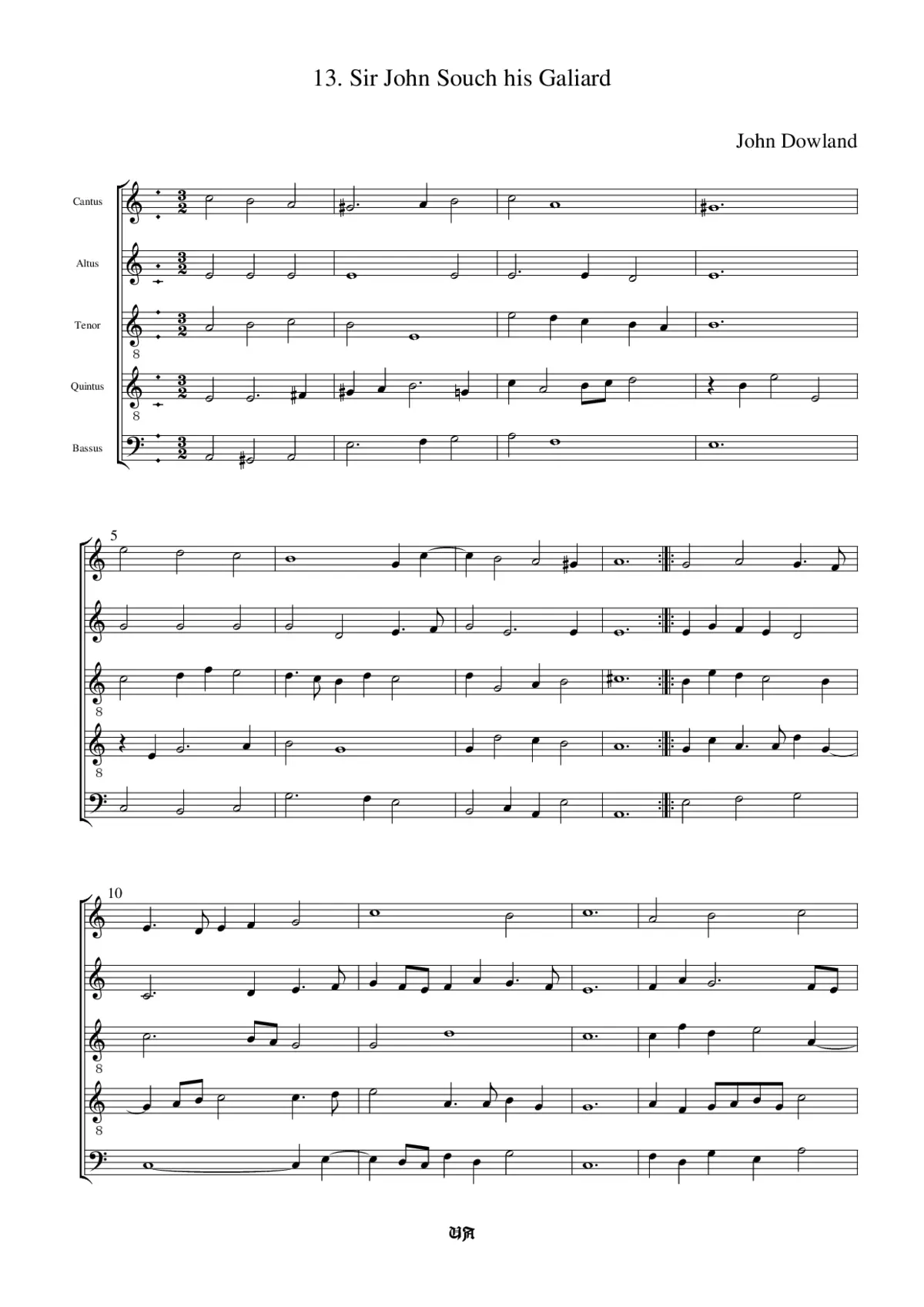 Sir John Souch his Galliard - Page 1
