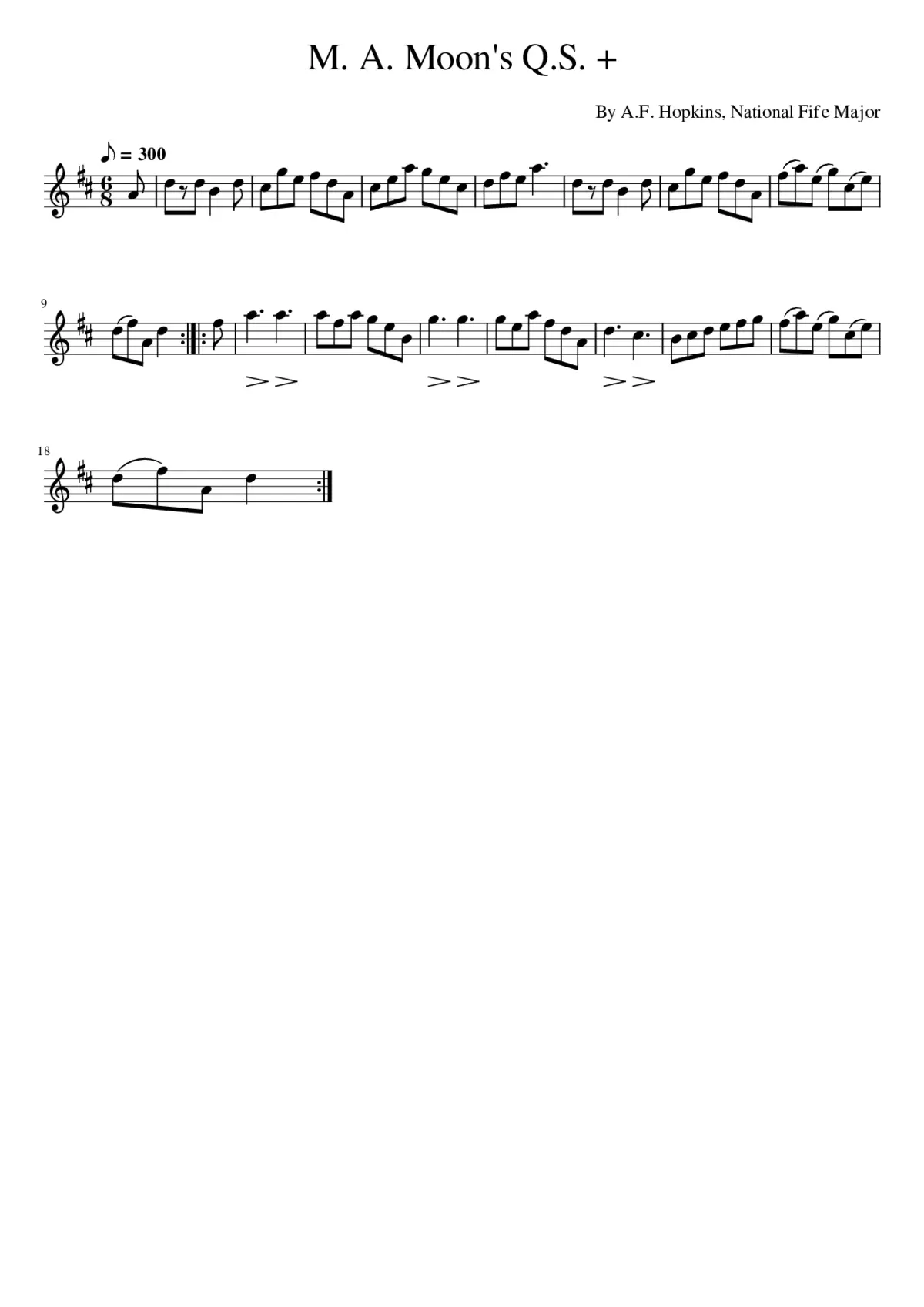 M. A. Moon's Q.S. + - Page 1