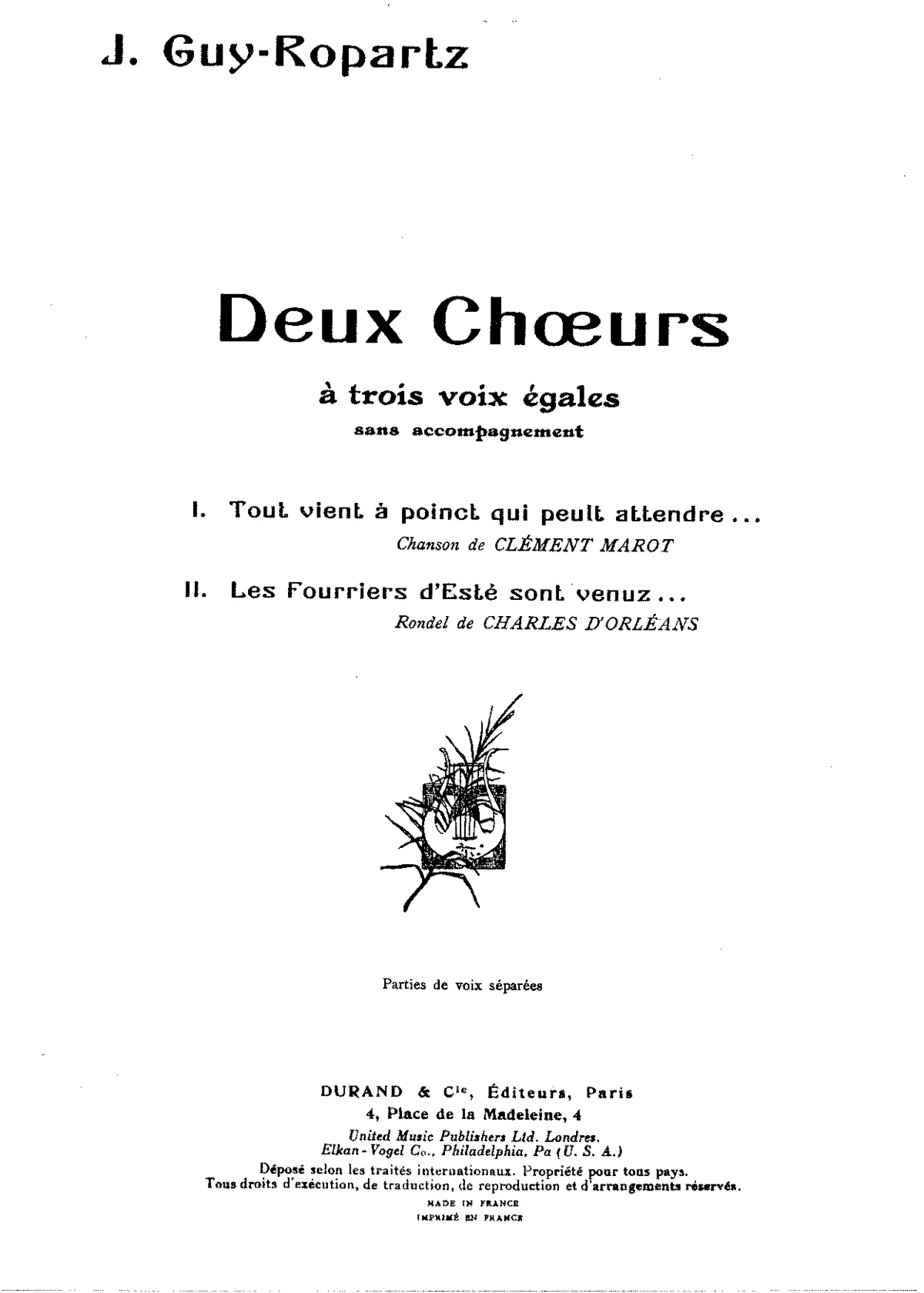 Deux chœurs à trois voix égales - Page 1