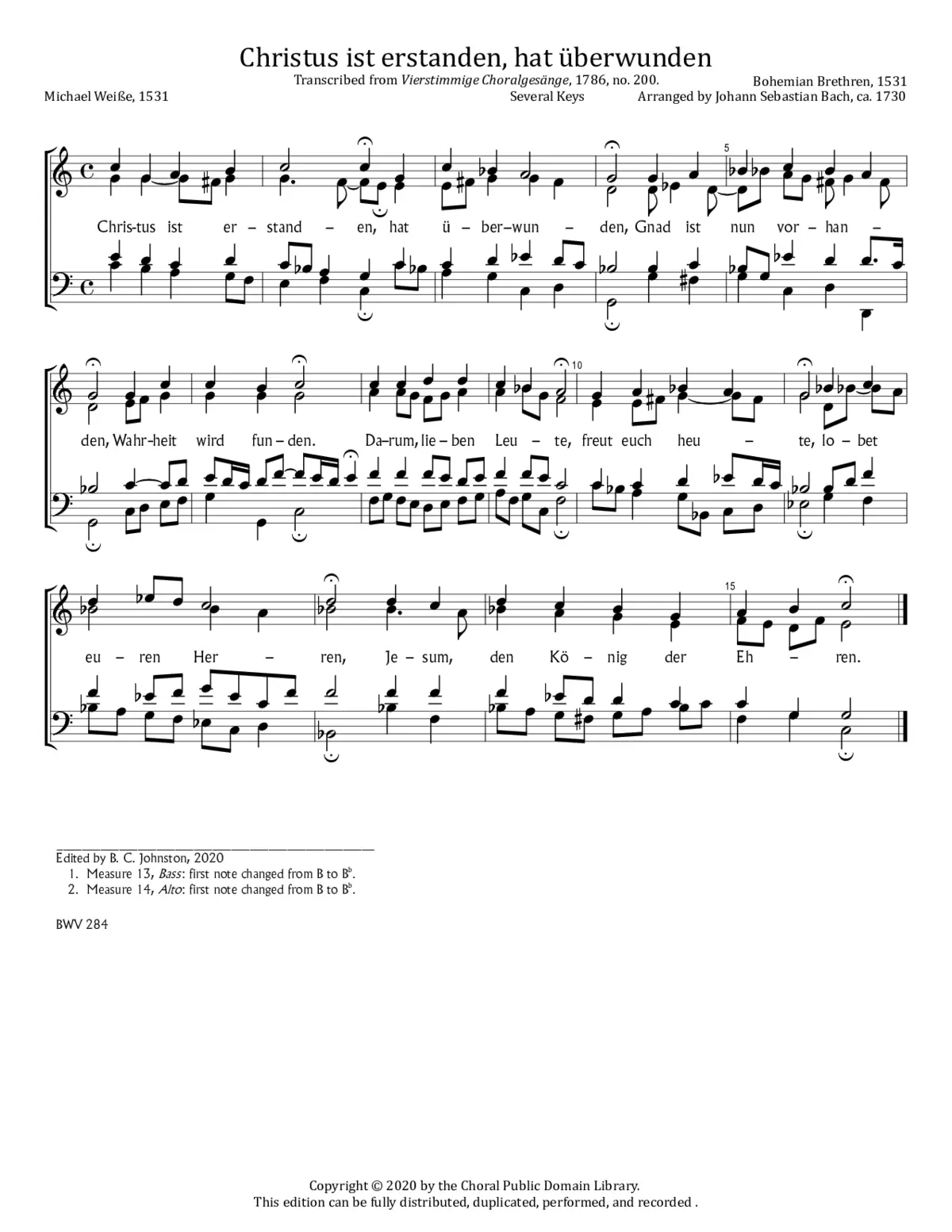 Christus ist erstanden, hat überwunden, BWV 284 - Page 1