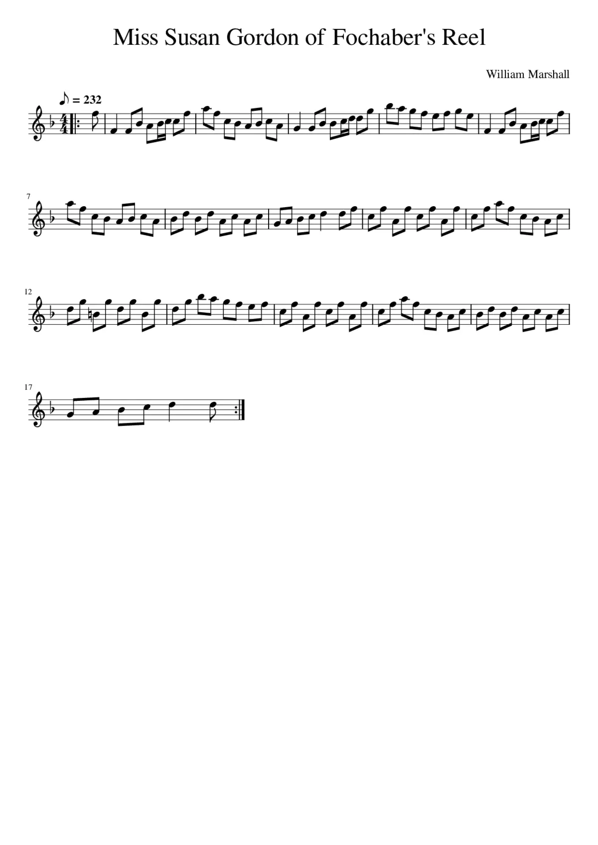 Miss Susan Gordon of Fochaber's Reel - Page 1