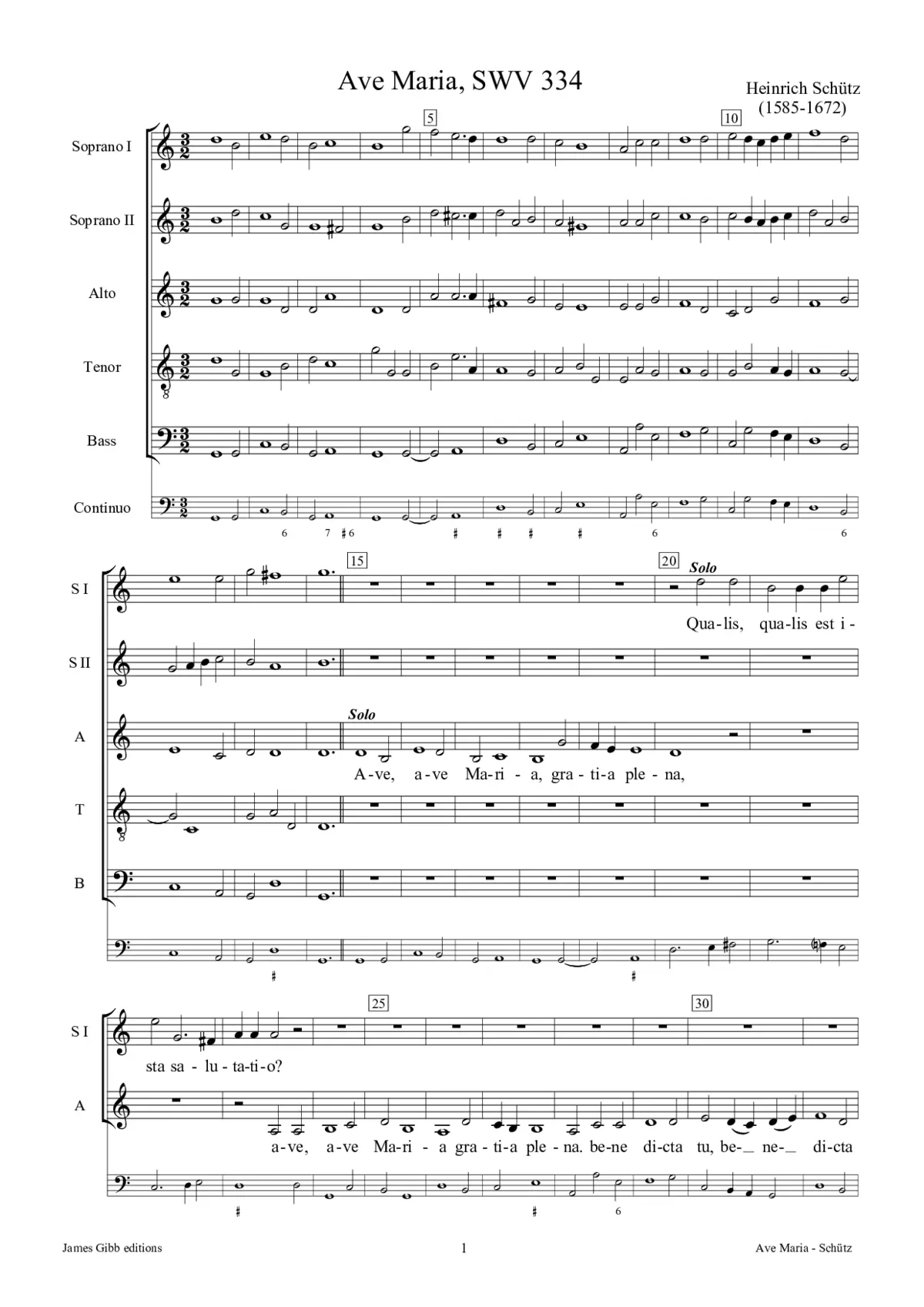 Ave Maria, qualis est, SWV 334 - Page 1