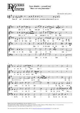 Nunc dimittis Haec est vera fraternitas